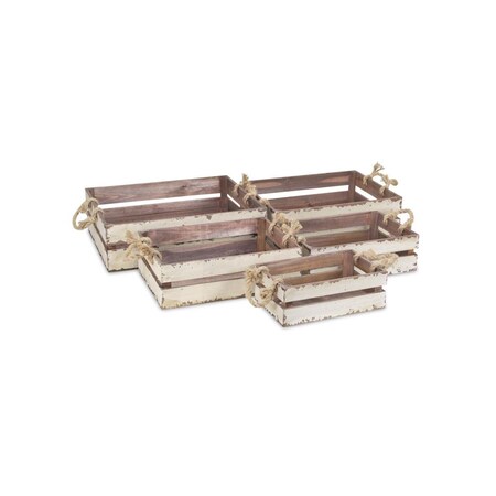 Cheungs Wooden Slatted Crate with Rope Handle - Set of 5 FP-3885-5BR
